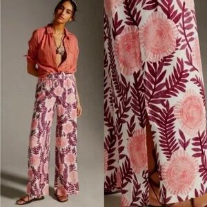 Anthropologie Cecilia Peterson floral wide leg pants elastic waist peasant boho